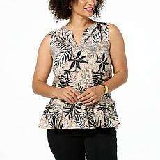 "As Is" G by Giuliana Woven Tiered Swing-Hem Tank