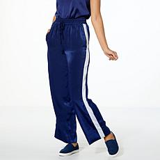 "As Is" G by Giuliana Woven Wide-Leg Track Pant with Tux Stripe