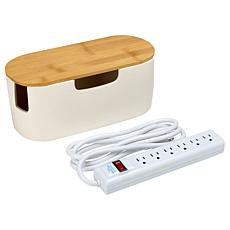 "As Is" Get Neat Ceramic Cord Organizer with 6-Outlet Powerstrip