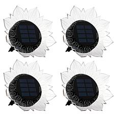 "As Is" GreanBase Solar Fibre Effect Flower Garden Stakes - Set of 4
