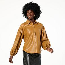 "As Is" GREY by Jhoan Sebastian Grey Faux Leather Shirt