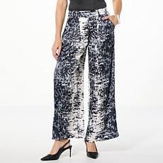 "As Is" GREY by Jhoan Sebastian Grey Printed Satin Wide-Leg Trouser