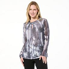 "As Is" GREY by Jhoan Sebastian Grey Twisted Neck Mesh Top