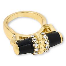 "As Is" Heidi Daus Slim Pickens Goldtne Enamel Pavé Accent Barrel Ring