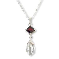 "As Is" Herkimer "Diamond" Quartz & Garnet Drop Pendant with Necklace