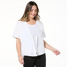 "As Is" HUE 2-piece Cotton Knit Kimono Wrap and Tank Set
