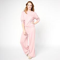 "As Is" HUE 2-piece Shimmer Knit Top & Pant Lounge Set