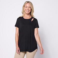 "As Is" HUE Knit Top with Asymmetrical Bow Detail