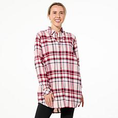 "As Is" HUE Long Sleeve Plaid Nap Shirt