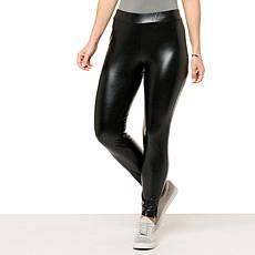 "As Is" Hue Side Slit Faux Leather Legging