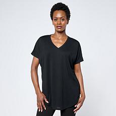 As Is HUE V-Neck High-Low Legging Knit Tee