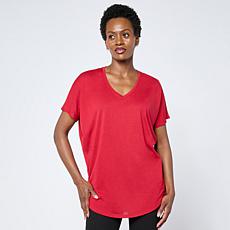 "As Is" HUE V-Neck High-Low Legging Knit Tee