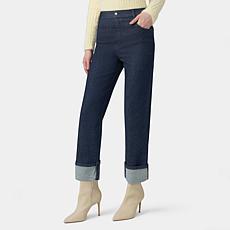 "As Is" HUE Wide Leg Cuffed Denim Pant