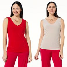 "As Is" IMAN Global Chic 2-pack of Reversible Solid Stretch Knit Ta...