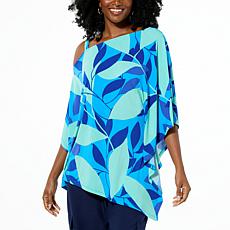 "As Is" IMAN Global Chic Asymmetric Scarf Top with Buckle 