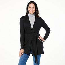 "As Is" IMAN Global Chic Belted Ribbed Knit Cardigan
