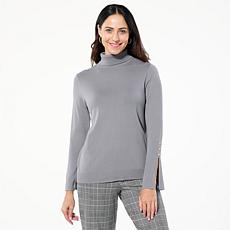 "As Is" IMAN Global Chic Flounce Cuff Turtleneck Sweater