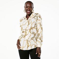 "As Is" IMAN Global Chic Printed Button-Front Blouse