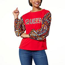 "As Is" IMAN Global Chic Queen Printed Top