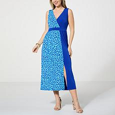"As Is" IMAN Global Chic Runway Jersey Sleeveless Surplice Dress