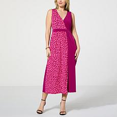 "As Is" IMAN Global Chic Runway Jersey Sleeveless Surplice Dress 