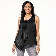 "As Is" IMAN Global Chic Tank Top with Embellished Pleated Panel