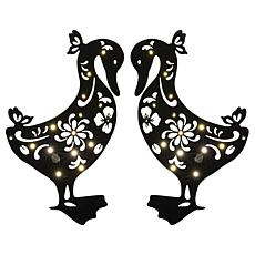 "As Is" Improvements LED Solar Silhouette Outdoor Stakes - Set of 2 