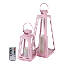 "As Is" Improvements Metal Lanterns with LED Pillar Candles - Set of 2