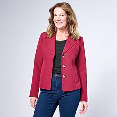 "As Is" Jaclyn Smith Button Front Jacket with Back Tab
