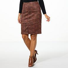 "As Is" Jaclyn Smith Faux Suede Seamed Pencil Skirt