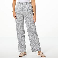 "As Is" Jaclyn Smith Floral Jacquard Pleated Pant