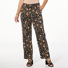 "As Is" Jaclyn Smith Printed Pull-On Straight-Leg Pant