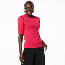 "As Is" Jaclyn Smith Puff-Sleeve Vertical Chevron Sweater