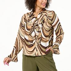 "As Is" Jaclyn Smith Ruffle-Front Blouse with Camisole