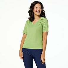 "As Is" Jaclyn Smith Short-Sleeve Ribbed Knit Tee