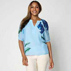 "As Is" Jaclyn Smith Split-Neck Pullover Blouse
