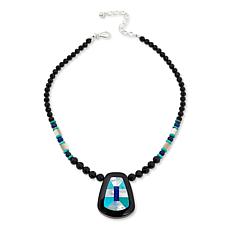 "As Is" Jay King Black Chalcedony and Multigemstone Inlay 18" Necklace