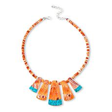 "As Is" Jay King Orange Spiny Oyster Shell and Turquoise 18" Necklace