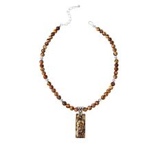 "As Is" Jay King Shitake Stone Rectangular Pendant with Necklace