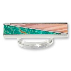 "As Is" Jay King Silver Alicia Turquoise and Pink Opal Inlay Ring