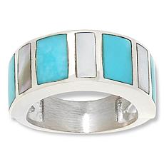 "As Is" Jay King Sterling Silver Turquoise & Mother-of-Pearl Band Ring