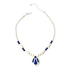 "As Is" Jay King Sterling Tibetan Tapioca Calcite and Lapis Necklace