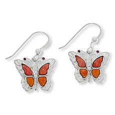 "As Is" Jay King Strlng Slvr Spiny Oyster Shell & Ruby Bttrfly Earrngs