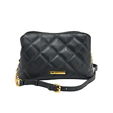 "As Is" Joy Luxe Leather Quilted Chic Triple Section Crossbody Bag