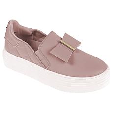"As Is" Joy Luxe Slip-On Genuine Leather Bow Sneaker w/Orthotic Insole