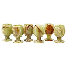 "As Is" KALIFANO Set of 6 Green Onyx Glasses