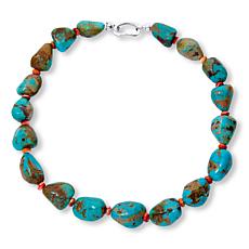 "As Is" KALIFANO Turquoise Nugget and Spiny Oyster Shell 18" Necklace