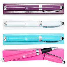 "As Is" Living Glow 4-pack Ballpoint Pen with LED Magnifier and Sty...