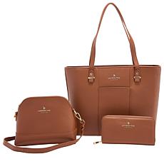 "As Is" London Fog Faux Pebble Leather 3-Piece Tote Set