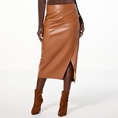"As Is" Mark & James by Badgley Mischka Huda Faux Leather Wrap Skirt